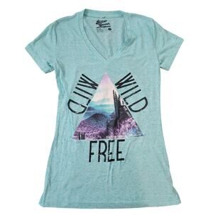 Bitter Sweet Blue Graphic V-Neck Short Sleeve Shirt